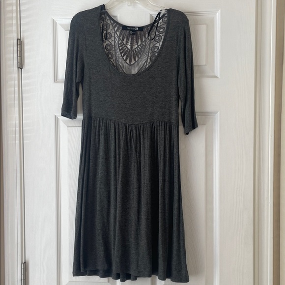Forever 21 Dresses & Skirts - Forever 21 Gray Dress Size Small with Open Lace Back